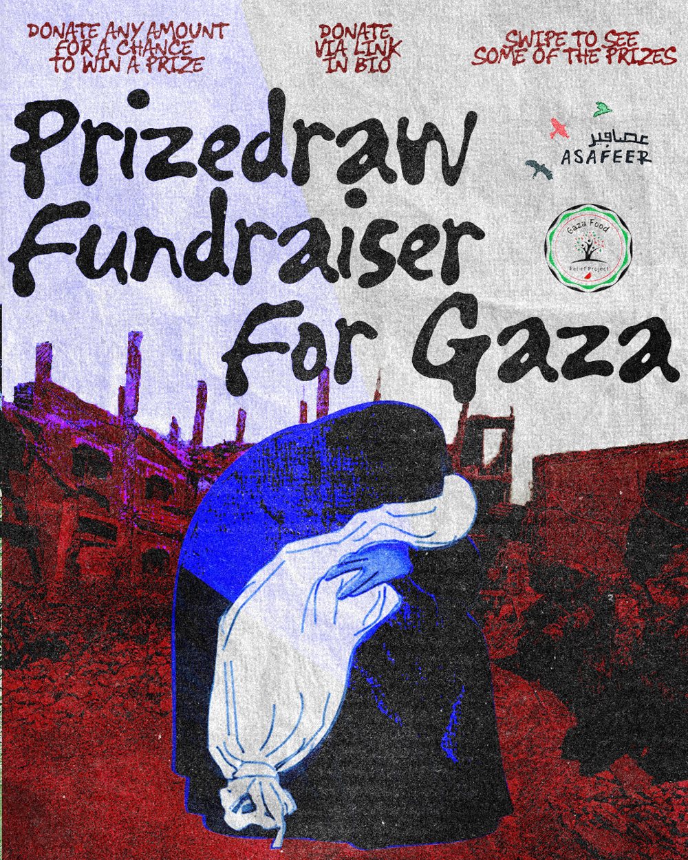 Prizedraw fundraiser for Gaza, poster