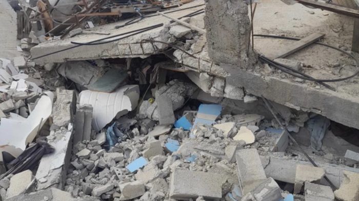 The rubble of the family's destroyed home